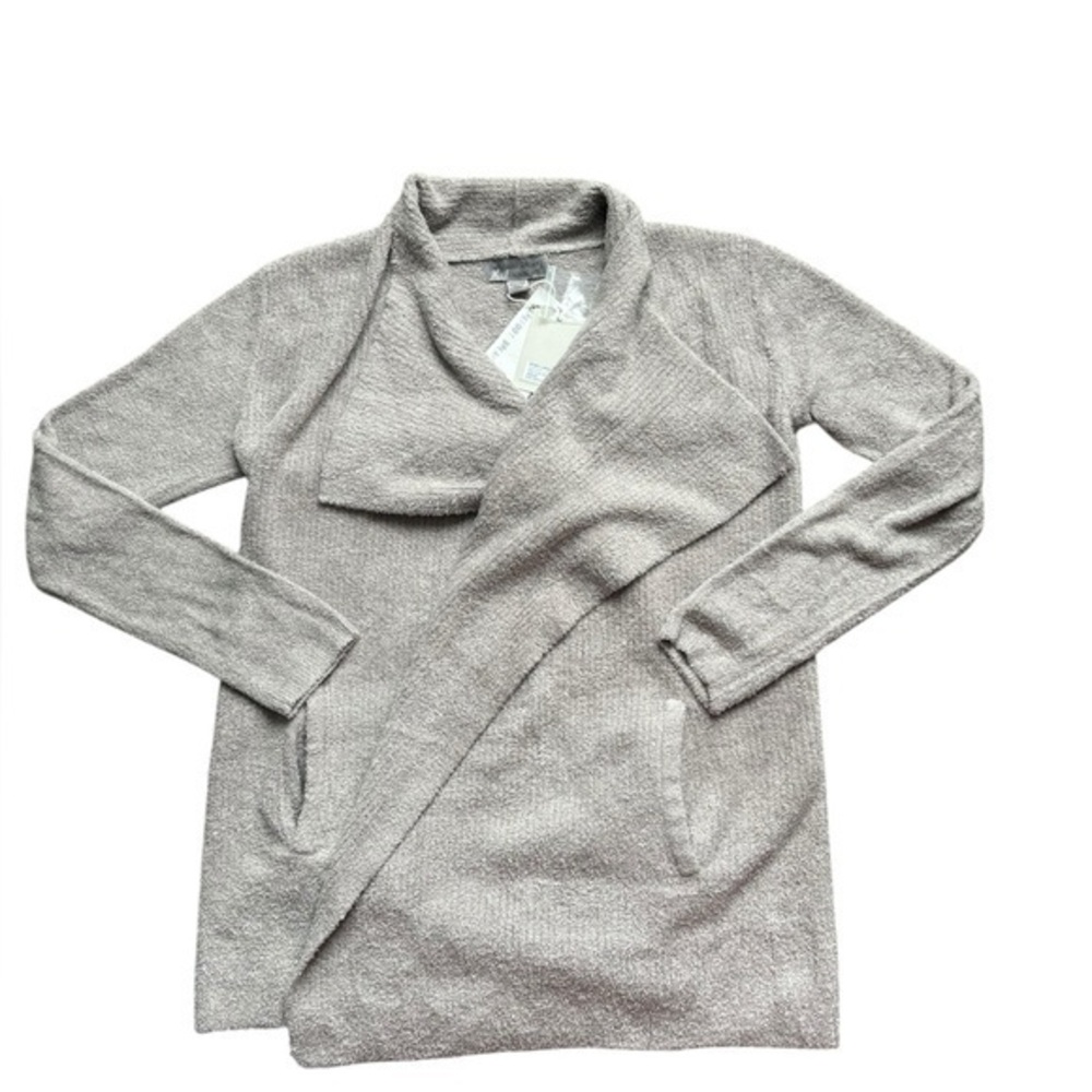 Barefoot Dreams Women's CozyChic Ribbed Island Wrap Cardigan Pewter size xxs/xs